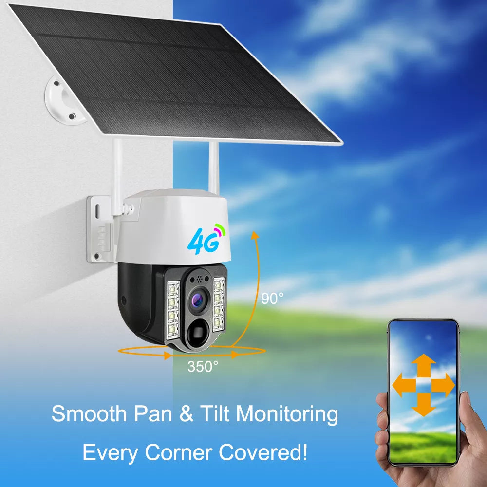 Outdoor Solar 4G Camera V380 PRO. PIR  Ptz Wireless 4g Camera (When There Is No Electricity And Wi-Fi)