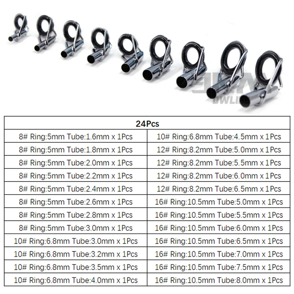 Premium Fishing Rod Guide Tip Repair Kit - Stainless Steel &amp; Ceramic Rings for Freshwater &amp; Saltwater C-24pcsz Without Box