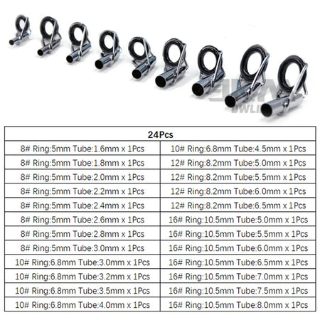 Premium Fishing Rod Guide Tip Repair Kit - Stainless Steel &amp; Ceramic Rings for Freshwater &amp; Saltwater C-24pcsz Without Box