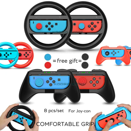 Nintend Switch Accessories Set &ndash; Enhanced Grip Racing Steering Wheel Handles