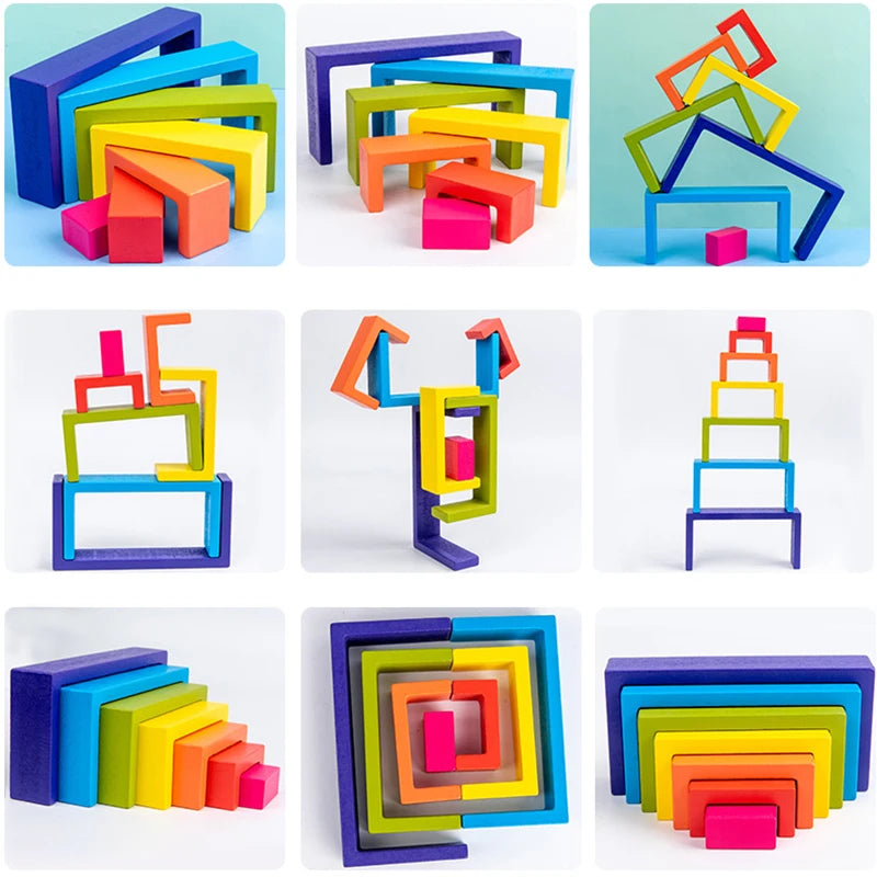 Wooden Rainbow Arched Building Blocks &ndash; Montessori Toy