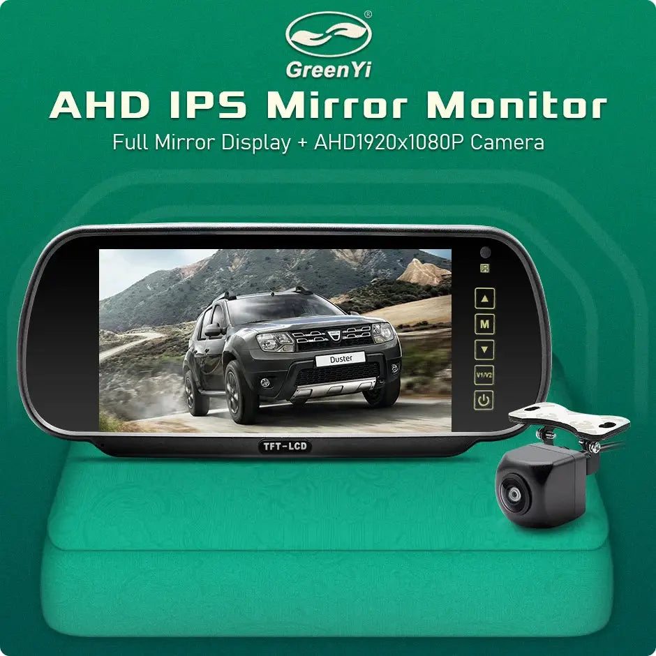 HD AHD 7 inch Vehicle Mirror Monitor with 170° 1080P Rear View AHD Camera High Definition Car IPS Full Mirror Display by InterCyprus Trading Ltd
