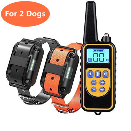 800m Digital Dog Training Collar &ndash; Waterproof LCD Display For 2 dogs orange / EU Plug