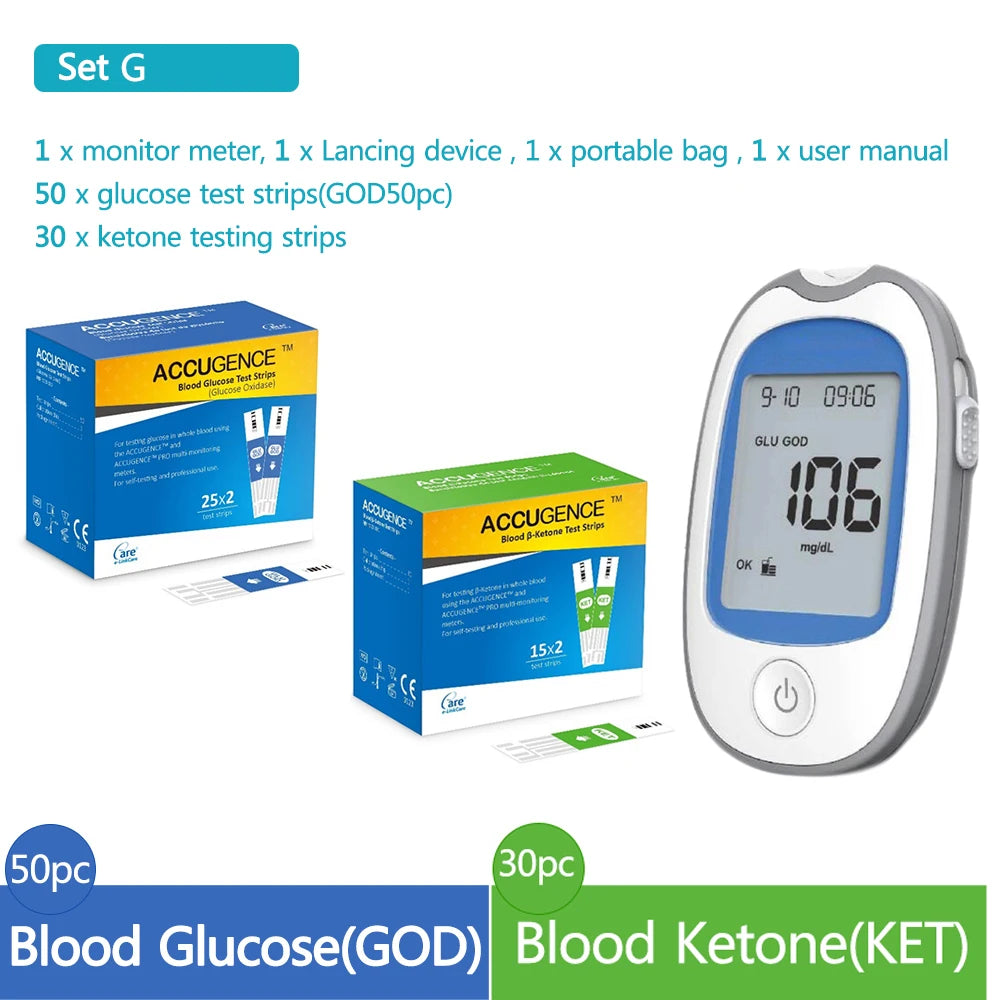 4 in 1 Home Medical Multifunction Blood Glucose Meter &ndash; Accurate Blood Sugar and Ketone Testing Set G / CHINA