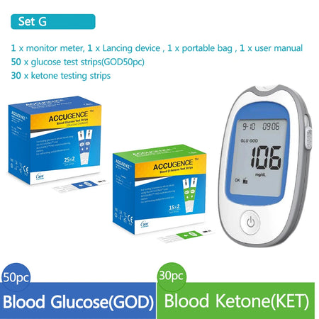 4 in 1 Home Medical Multifunction Blood Glucose Meter &ndash; Accurate Blood Sugar and Ketone Testing Set G / CHINA