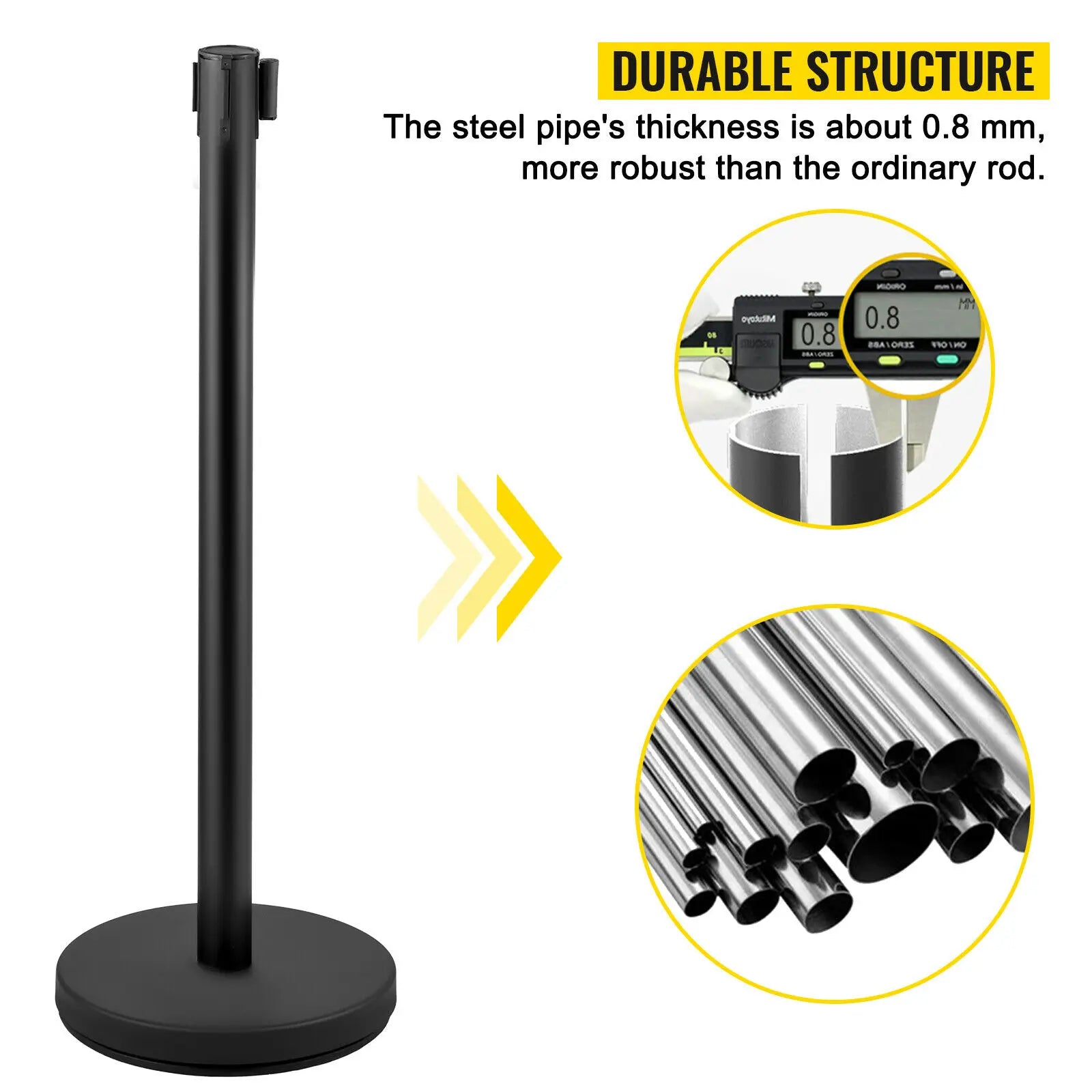 SucceBuy Stainless Belt Stanchion &ndash; Retractable Belt 6.6 Ft