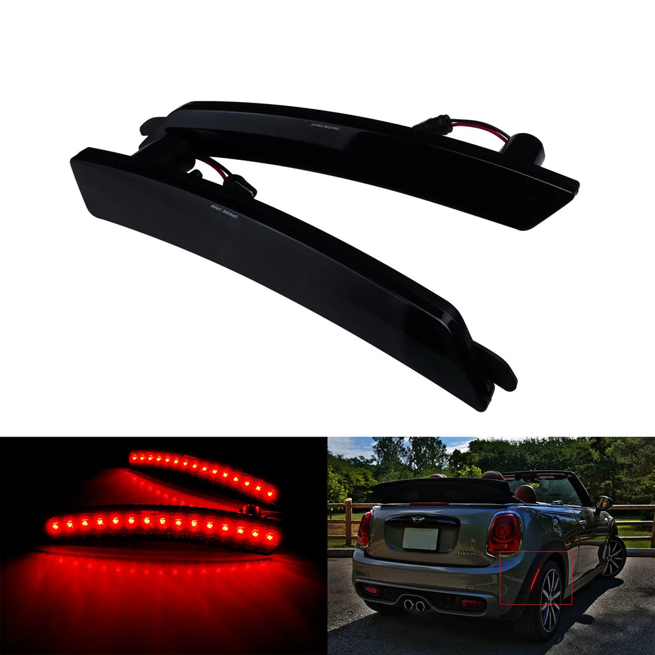 Lămpi de semnalizare laterale roșii LED pentru MINI Cooper R55-R61 cu lămpi de frână în bara de protecție, pereche