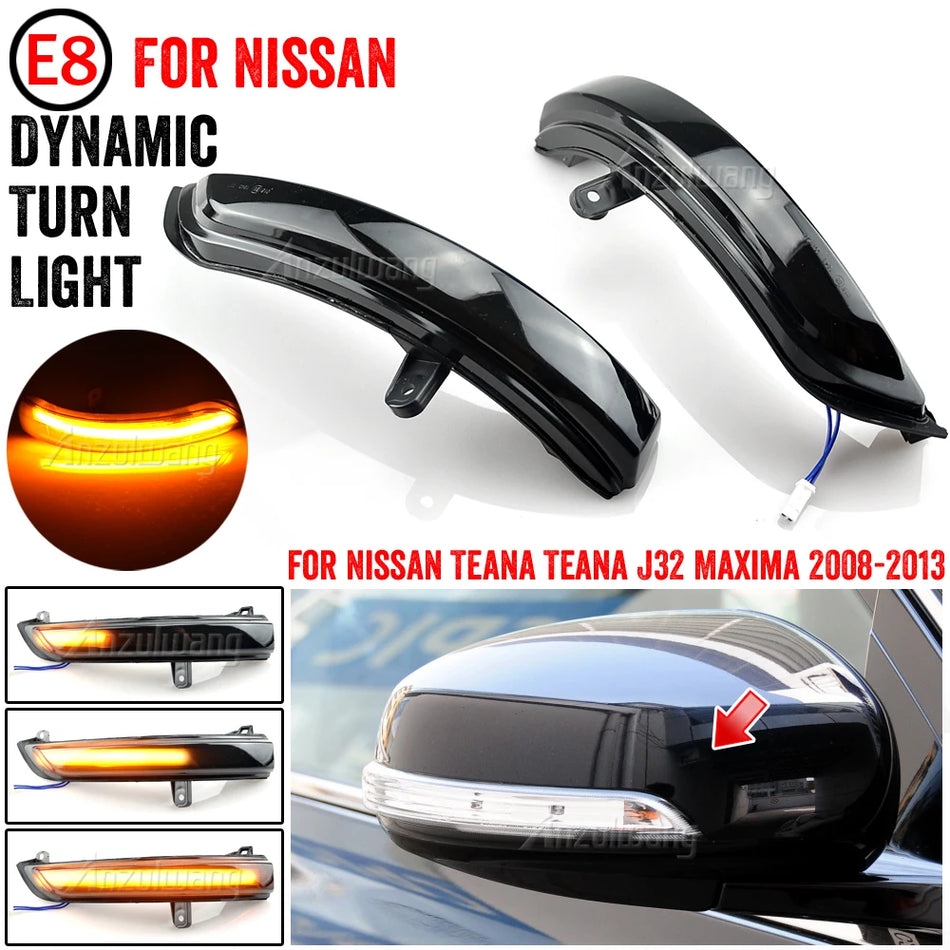 Señales de giro LED secuenciales dinámicas para espejo lateral de Nissan Teana J32 Maxima