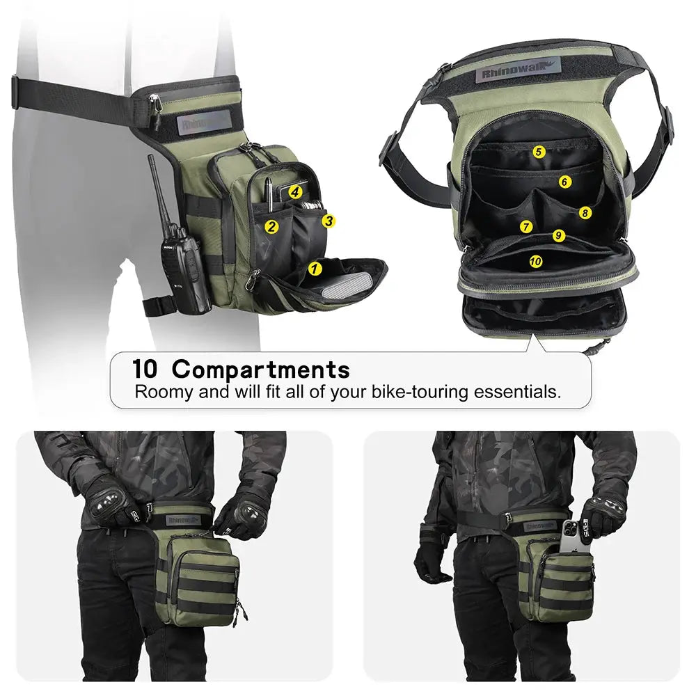 Rhinowalk Motor Waist Bag 3L Motorcycle Waist Packs Leg Bag Thigh Belt Hip Bum Travel Cell/Mobile Phone Purse Fanny Pack Bags by InterCyprus Trading Ltd