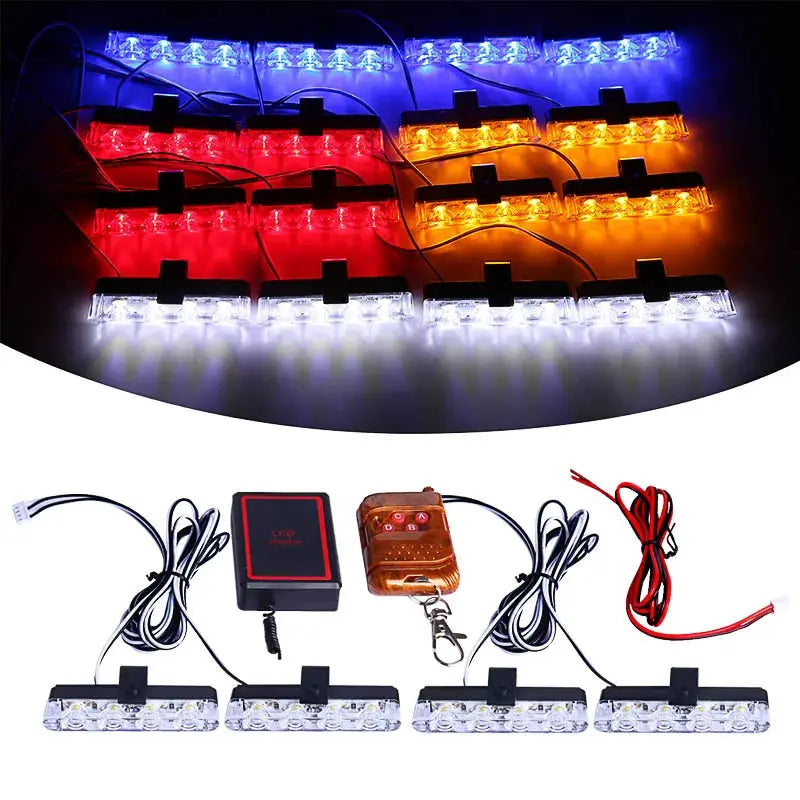 Grill Car LED Light Strobe Red Blue Emergency Remote Wireless Control Flash Signal Fireman Beacon Warning Lamp by InterCyprus Trading Ltd