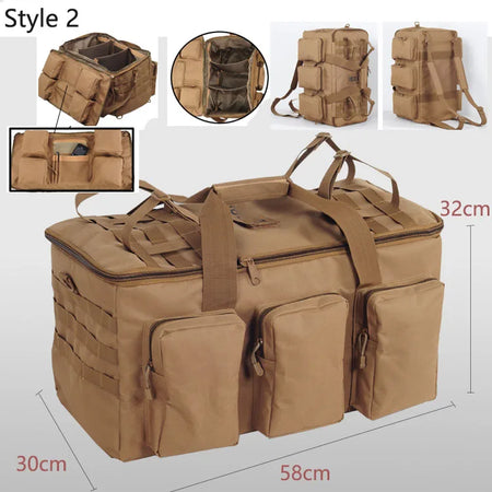 55L Luggage Duffel Bag &ndash; Convertible Backpack Duffle Khaki