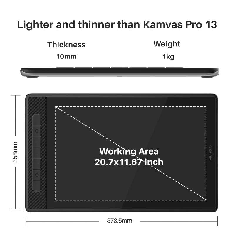 Huion Kamvas Pro 13 2.5K Ταμπλέτα Οθόνης με Στυλό και Ρυθμιζόμενη Βάση Αντιθαμβωτική
