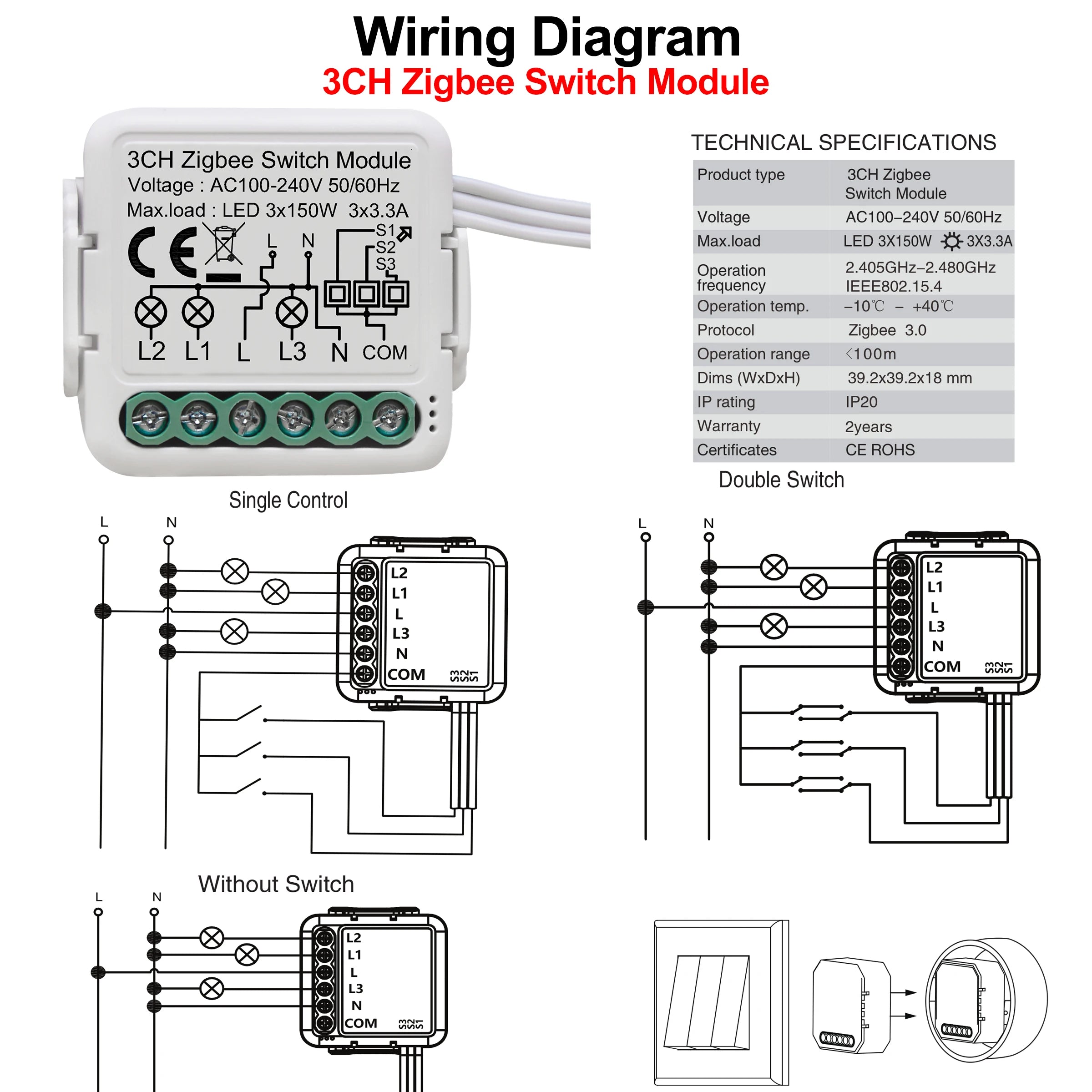 GIRIER Tuya ZigBee 3.0 Smart Switch Module - 10A DIY Home Automation