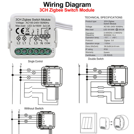GIRIER Tuya ZigBee 3.0 Smart Switch Module - 10A DIY Home Automation