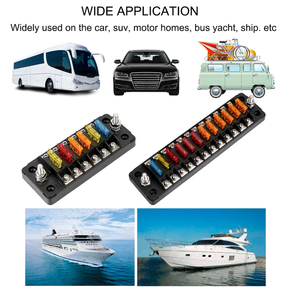 32V 75A Blade Fuse Block Holder With Cover, Flame Retardant For Car, Marine