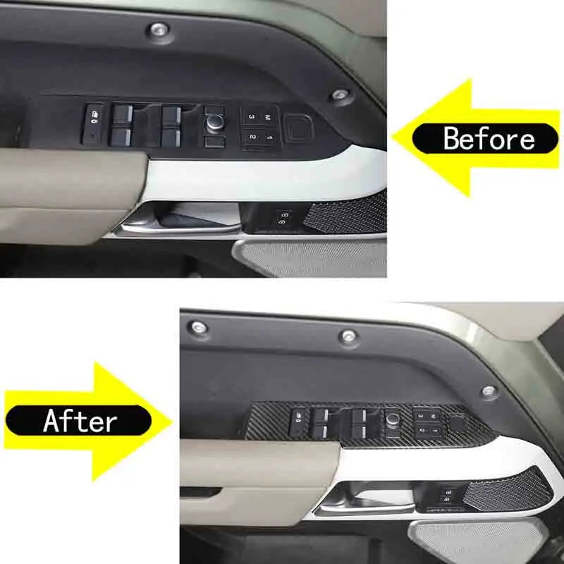 2Pz Adesivo Telaio Interruttore Sollevamento in Fibra di Carbonio Defender 90 110