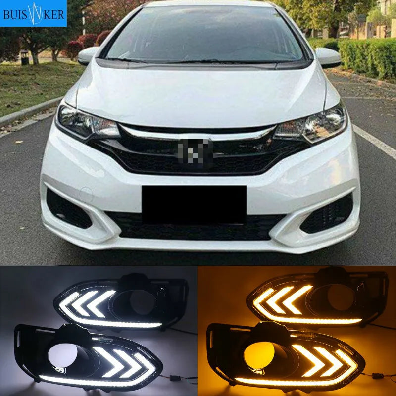 2Szt. LED DRL Światła Honda Jazz Fit 2018 2019 Białe Żółte