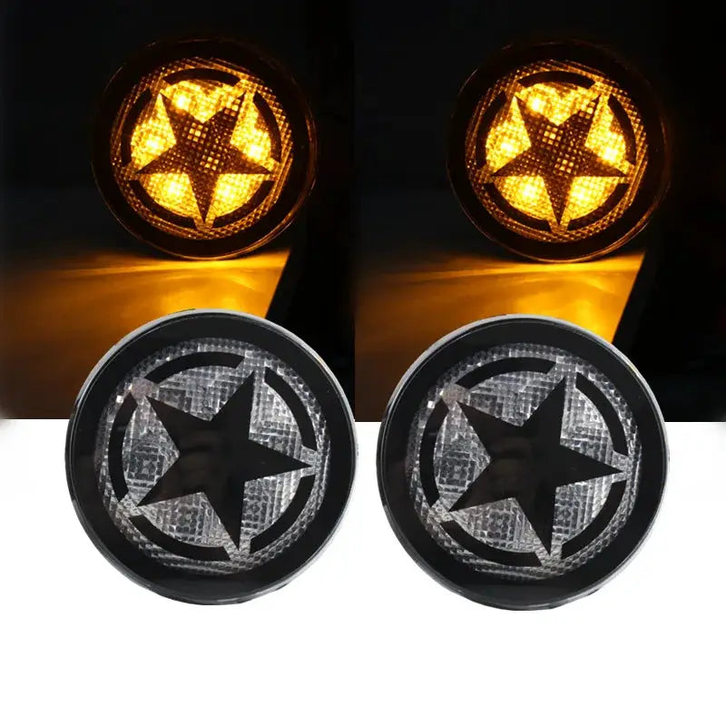 LED Turn Signal Lights for Jeep Wrangler JK & Unlimited 2007-2018 Star Front Grill Indicator Blinkers Parking Lights by InterCyprus Trading Ltd