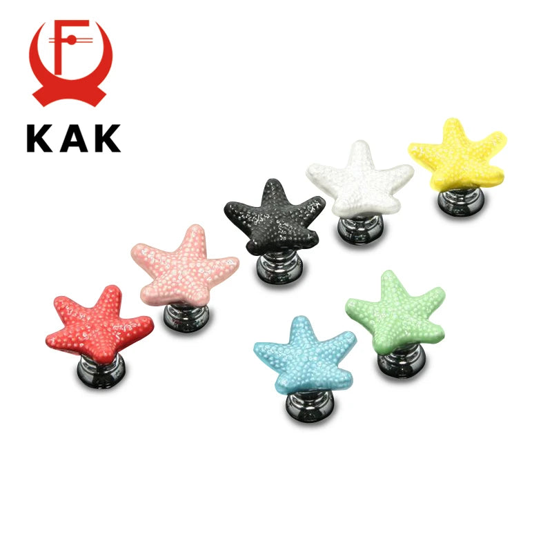 KAK Starfish Ceramic Drawer Knobs For Kids Room Cabinets