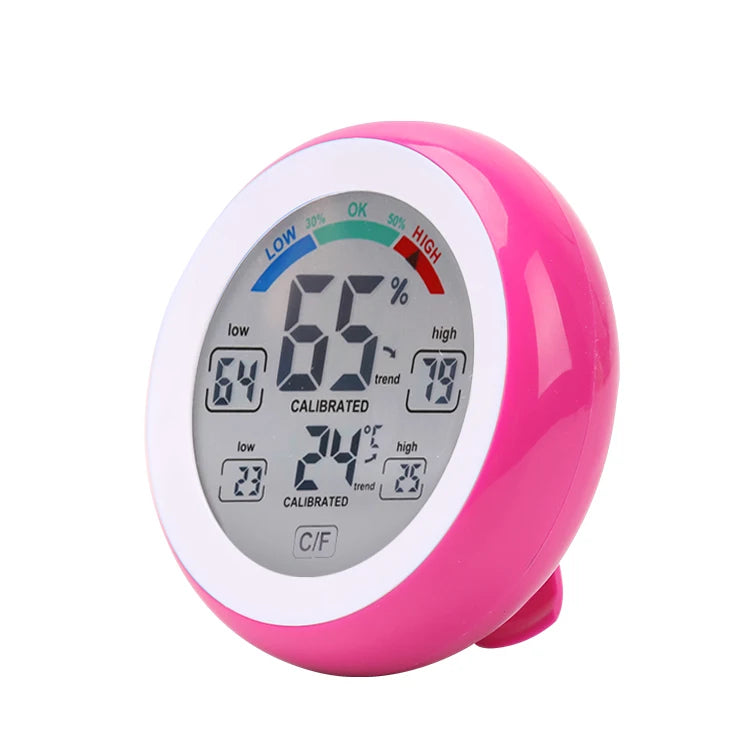 Digital Thermometer Hygrometer Mini - Compact Indoor Sensor Pink
