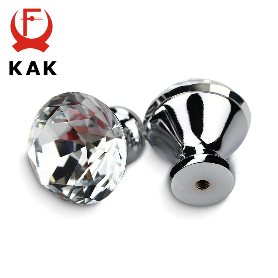 Crystal Glass Cabinet Knobs 30mm Diamond Shape Handles