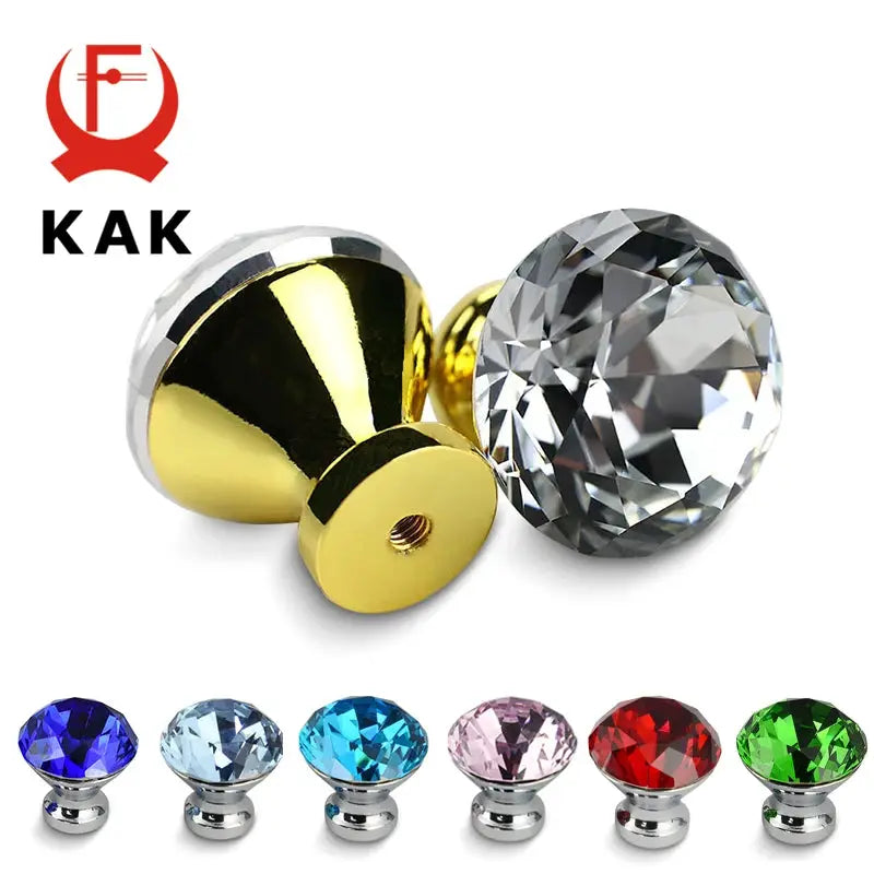 KAK 30mm Kitchen Cabinet Handles Diamond Shape Design Crystal Glass ...