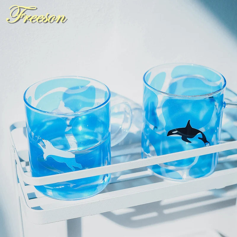 Creative Killer Whale Glass Mug 350ml - Heat Resistant