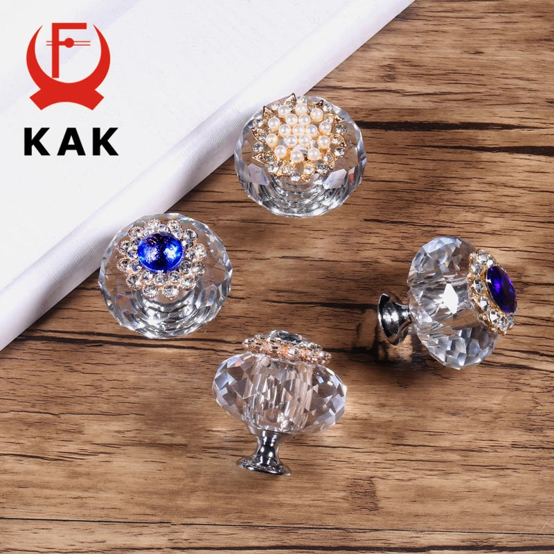 KAK Кристальные Ручки для Шкафов Роскошный Европейский Стиль 40mm 45mm
