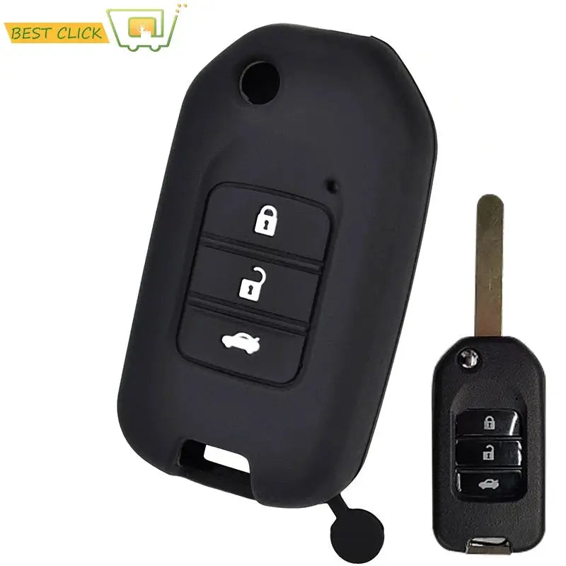 Silicone Flip Key Case Cover For Honda Civic CR-V HR-V Accord Jade Crider Odyssey 2015-2017 2018 Keyless Fob Shell Skin Holder by InterCyprus Trading Ltd
