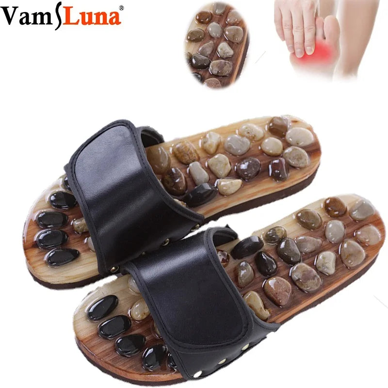 Massage Stone Shoes Acupressure Slippers &ndash; Comfort Fit 3940Black