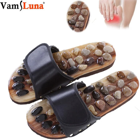 Massage Stone Shoes Acupressure Slippers &ndash; Comfort Fit 3940Black