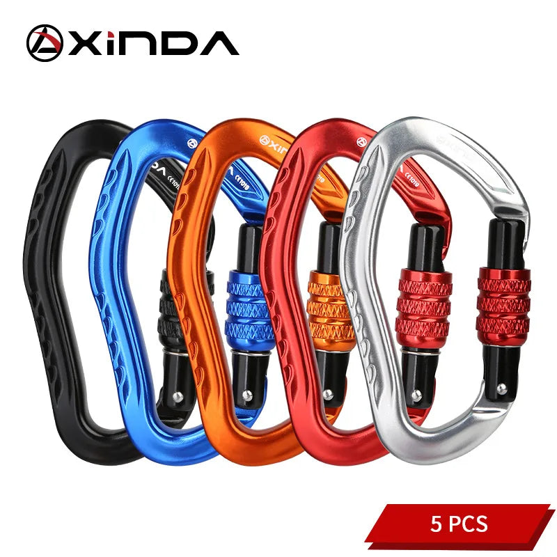 XINDA XD-8126N Ear Shaped Carabiner &ndash; 22KN Safety Lock 5 Pcs