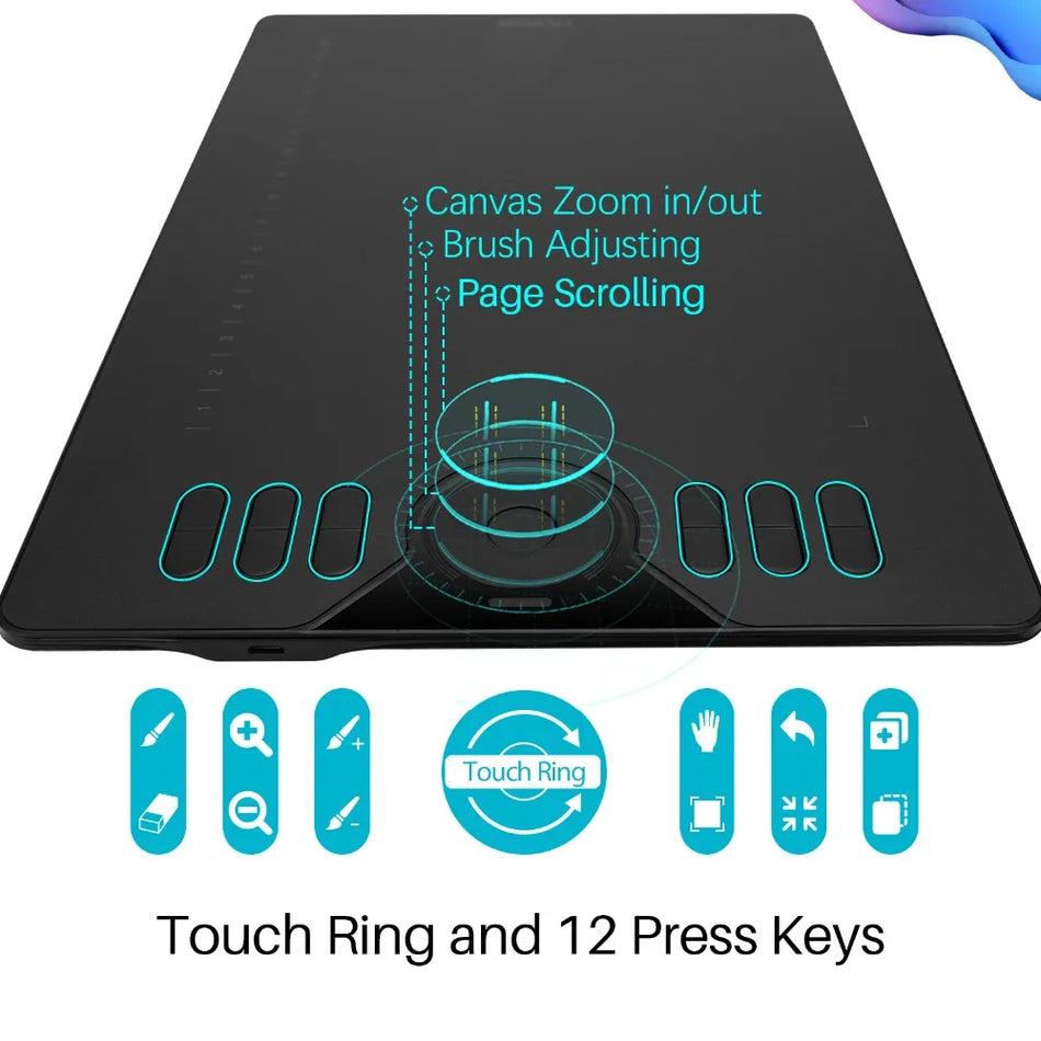 Huion HS610 10x6.25 Grafiktavla med 28 Expressknappar, Batterifri Stylus