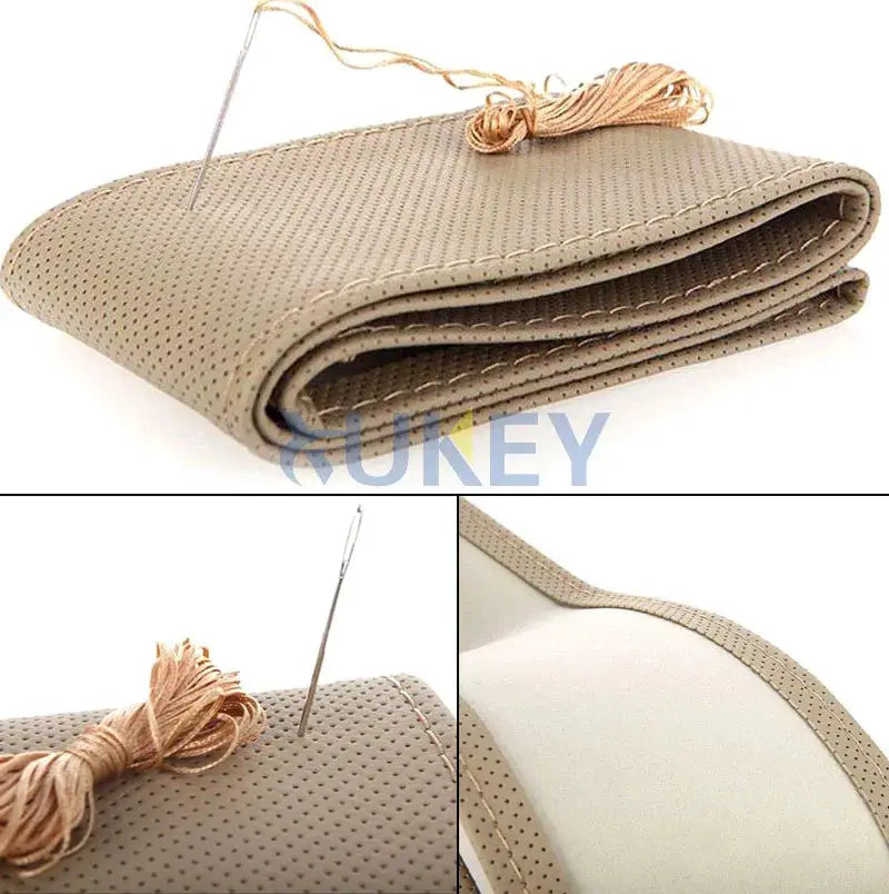 DIY PU Leather Auto Car Steering Wheel Cover Hand Sewing Hand-stitched With Thread Needle 38cm Breathable Steering Wheel Covers by InterCyprus Trading Ltd