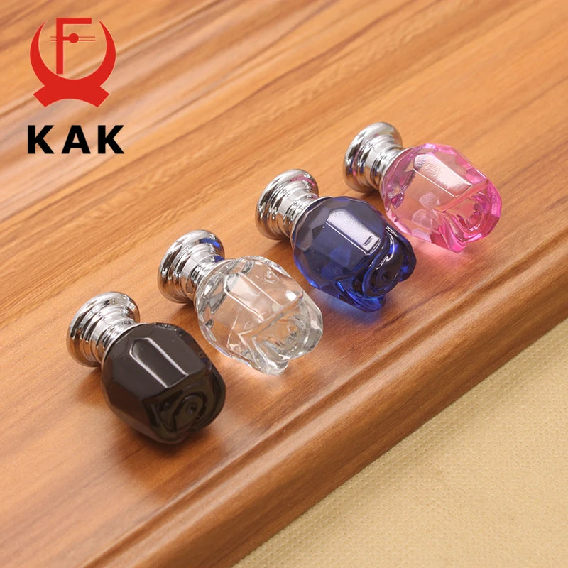 KAK Fashion Розовый Кристалл Ручки для Шкафа Цинковый Сплав 20mm