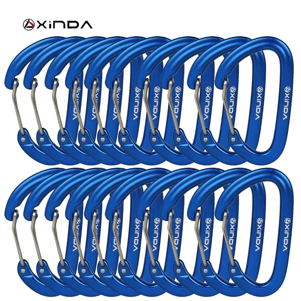 XINDA 16kN Carabiner Clip D Shape Screw Gate Lightweight Blue-20PCS