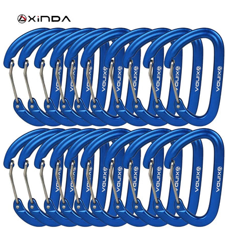 XINDA 16kN Carabiner Clip D Shape Screw Gate Lightweight Blue-20PCS
