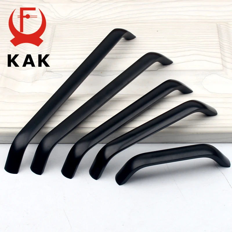 KAK Американский стиль Черные алюминиевые ручки и кнопки для шкафов