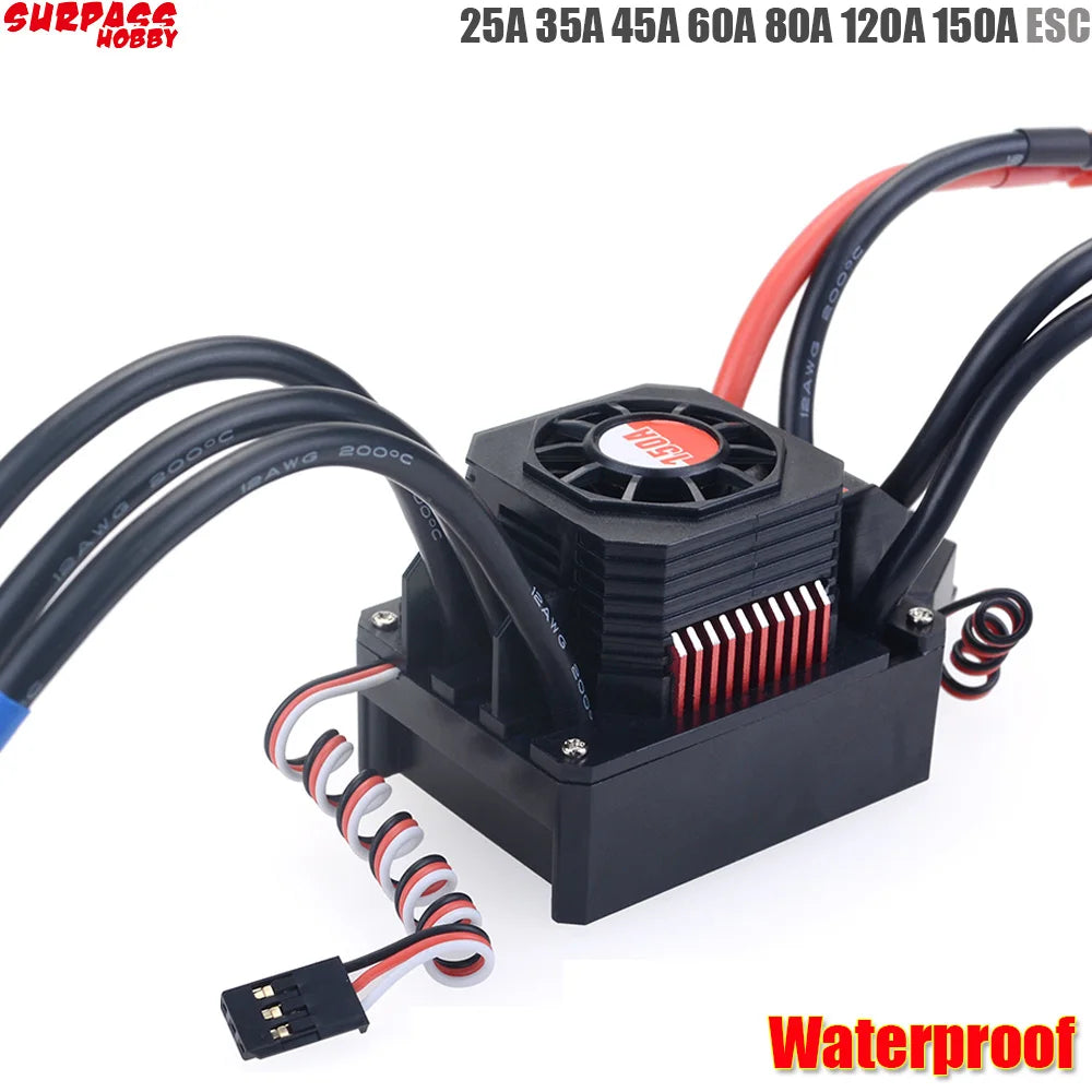 Waterproof 25A 35A 45A 60A 80A 120A 150A ESC Brushless Senseless Speed Controller T / XT60 Plugfor 1/8 1/10 1/12 1/20 RC Car by InterCyprus Trading Ltd