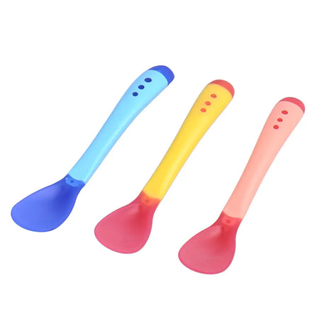 KEYBOX 3Pcs Baby Safety Silicone Temperature Sensing Spoon Set