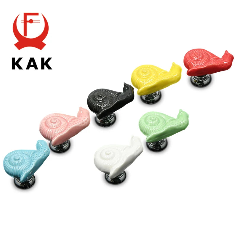 Кнопки для ящиков KAK в виде мультяшной улитки из керамики для шкафов