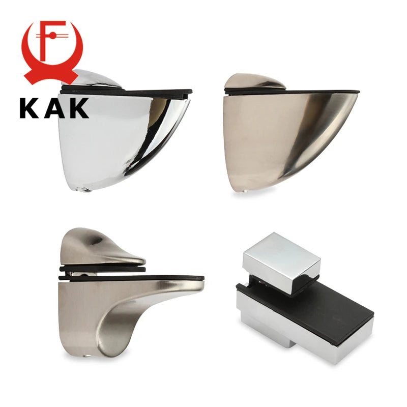 KAK Zinc Alloy Adjustable Glass Clamp Chrome Shelf Holder