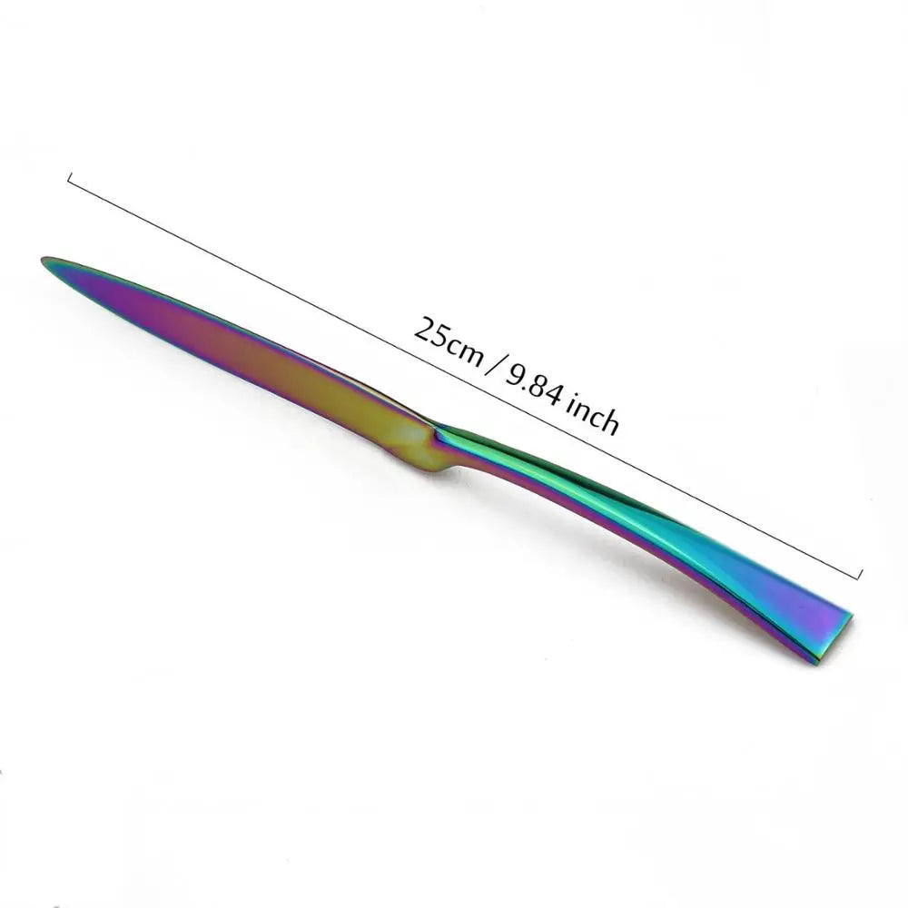 Rainbow Dinnerware Set &ndash; Colorful Mirror Finish Stainless Steel Cutlery DINNER KNIFE