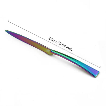 Rainbow Dinnerware Set &ndash; Colorful Mirror Finish Stainless Steel Cutlery DINNER KNIFE