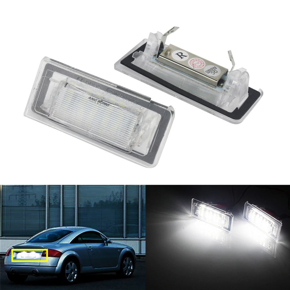 License Plate Lights for Audi TT 8N 1999-2006, 2x 18-SMD LEDs, Xenon White, Plug-and-Play