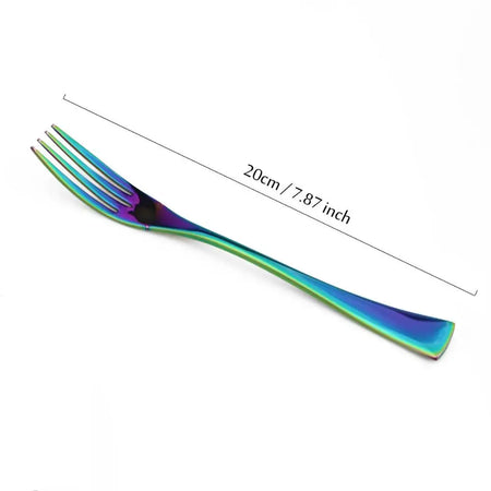 Rainbow Dinnerware Set &ndash; Colorful Mirror Finish Stainless Steel Cutlery DESSERT FORK