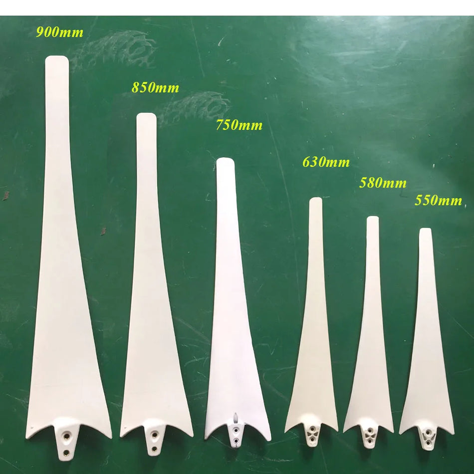 Bílé nylonové horizontální lopatky větrné turbíny 550-900mm DIY