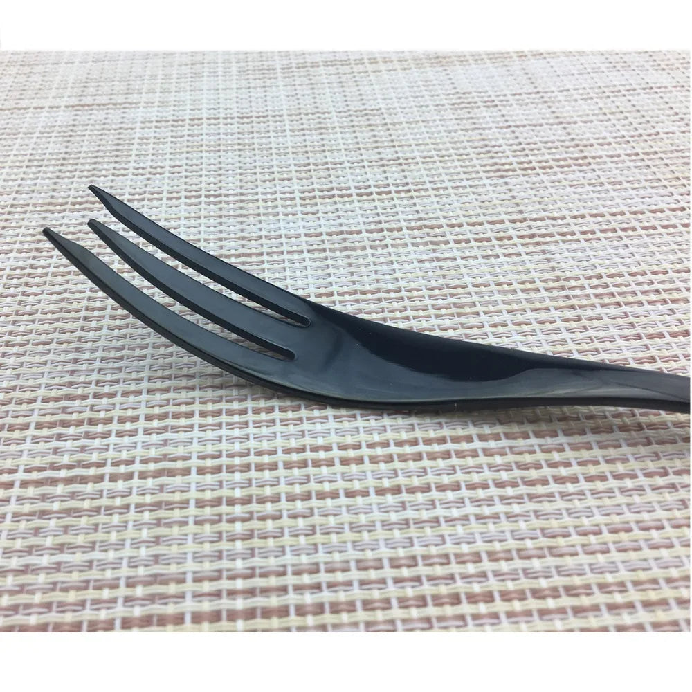 KNGZI 4 Pcs Mirror Black Fish Fork Set &ndash; Premium 18/10 Stainless Steel Quality