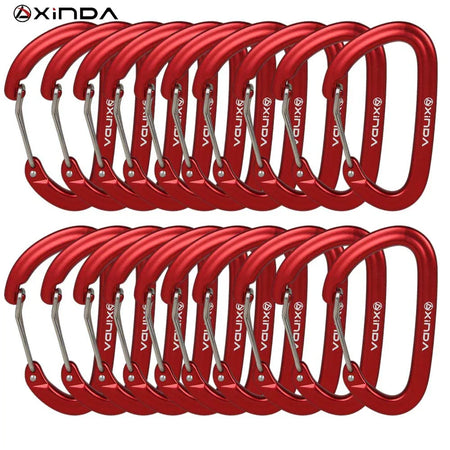 XINDA 16kN Carabiner Clip D Shape Screw Gate Lightweight Red-20PCS