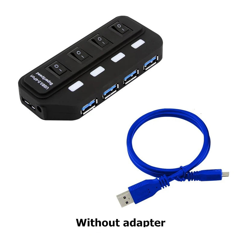 USB 3.0 Hub 7 Port High Speed 5Gbps - On Off Switch 4 Ports no adapter